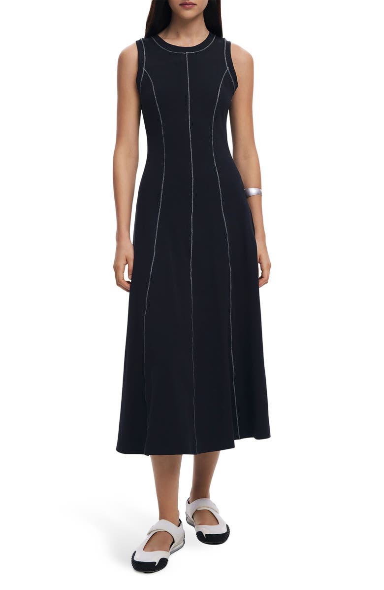 Desigual Sleeveless A-Line Midi Dress, Main, color, Black