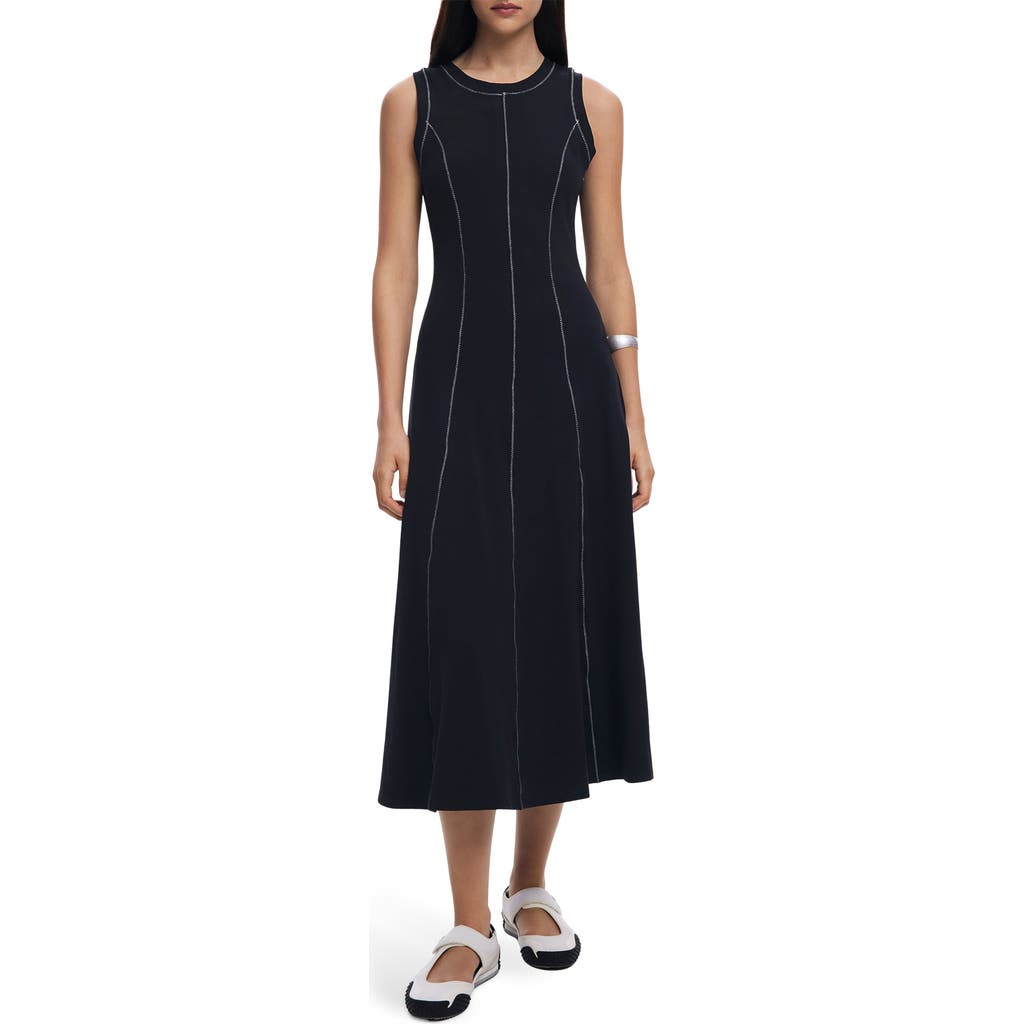 Desigual Sleeveless A-line Midi Dress In Black