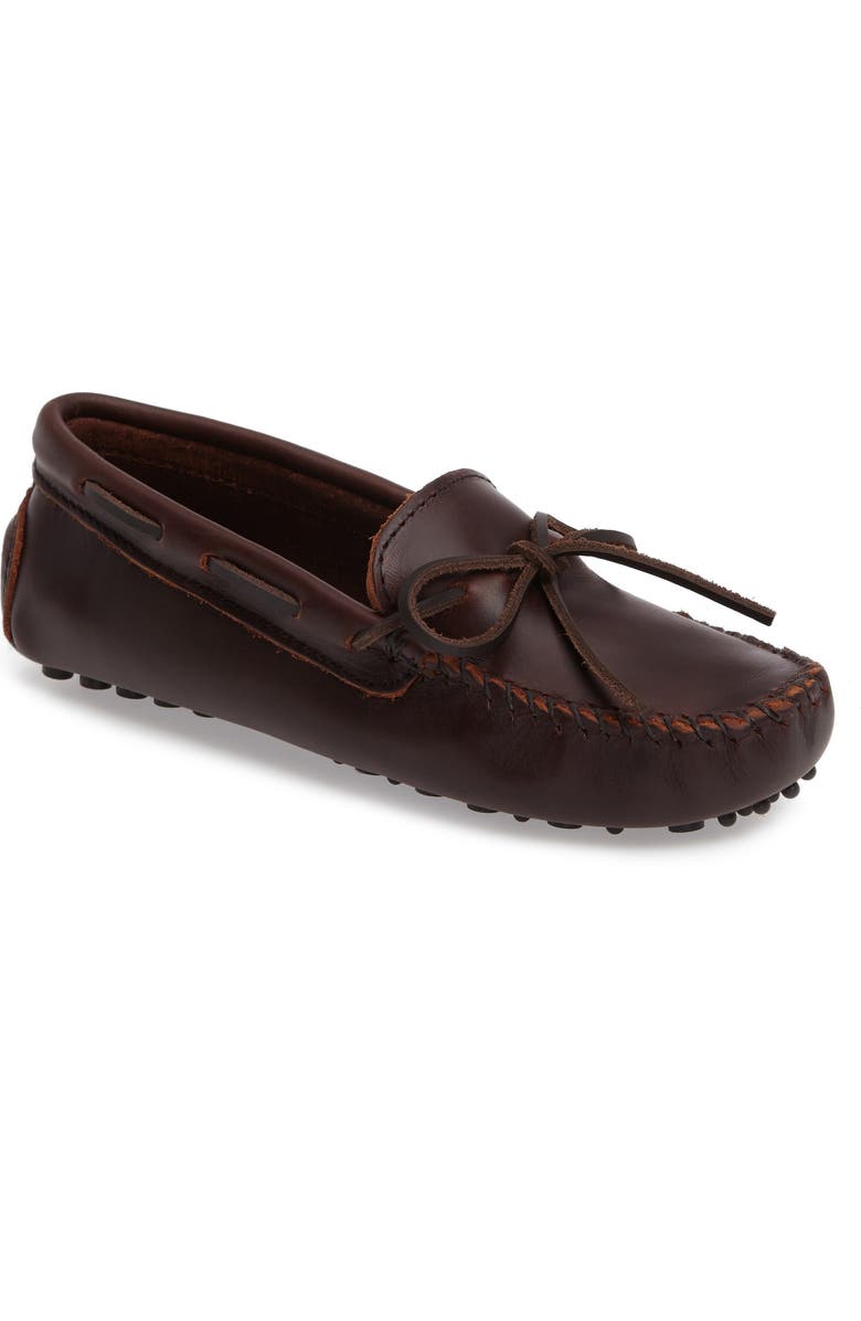 Minnetonka Driving Shoe, Main, color, Dark Brown Lariat