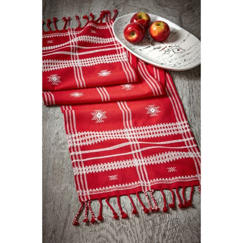 Peak Runner Cotton Table Runner Spring Red Machine Washable