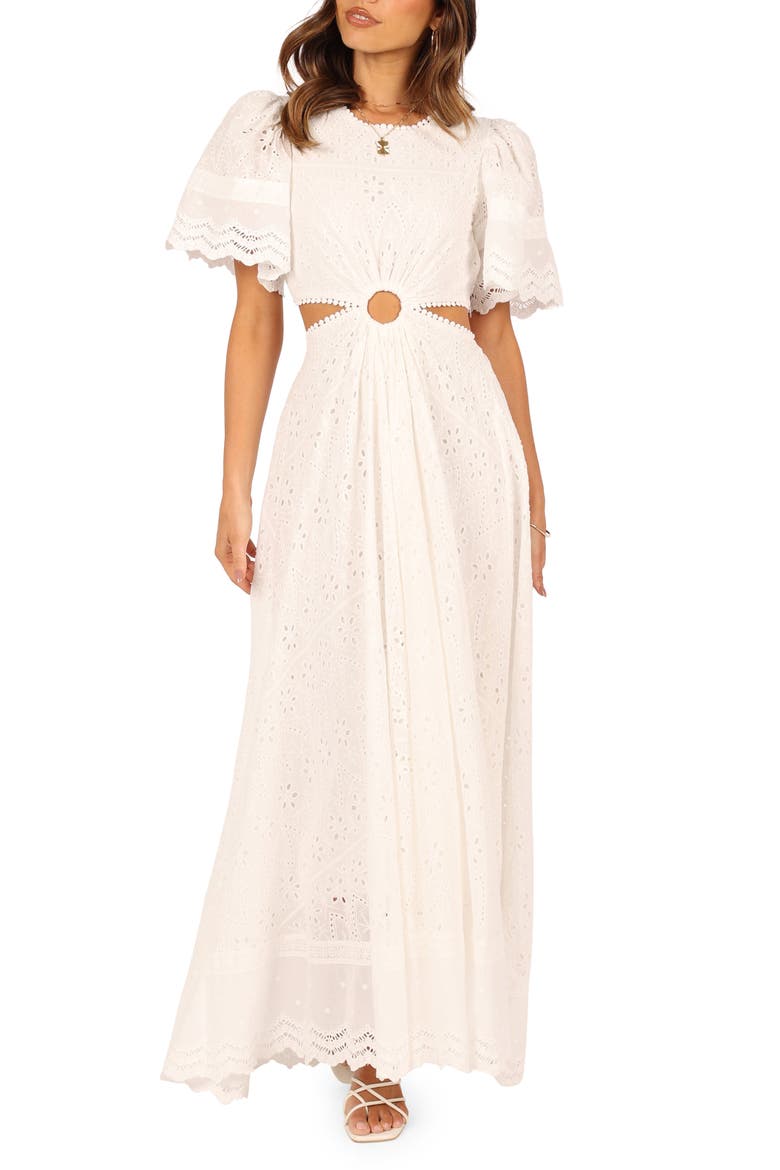 short sleeve cut out maxi dress Short Sleeve Tie Front Side Cut Out Leopard Maxi Dress - SMALL / NATURAL