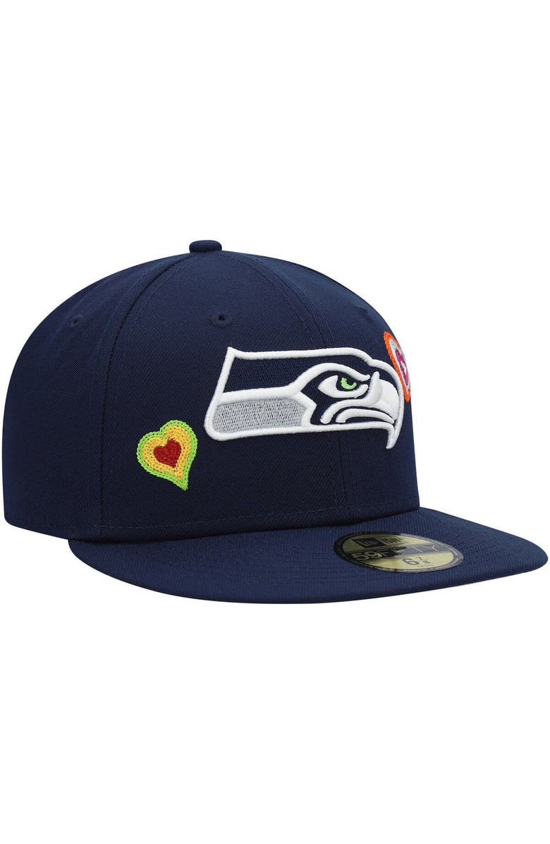 New Era Men's New Era College Navy Seattle Seahawks Chain Stitch Heart 59FIFTY Fitted Hat, Alternate, color, Navy