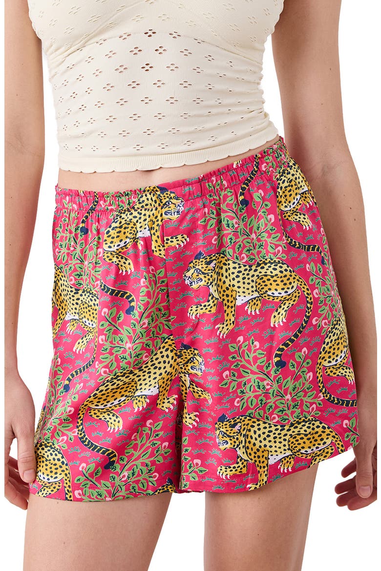 Bagheera Satin Boxer Shorts, Main, color, HOT PINK