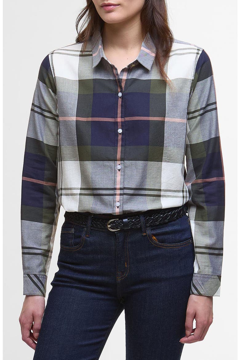 Mooreland Plaid Cotton Button-Up Shirt, Main, color, NAVY/ ARABESQUE CHECK