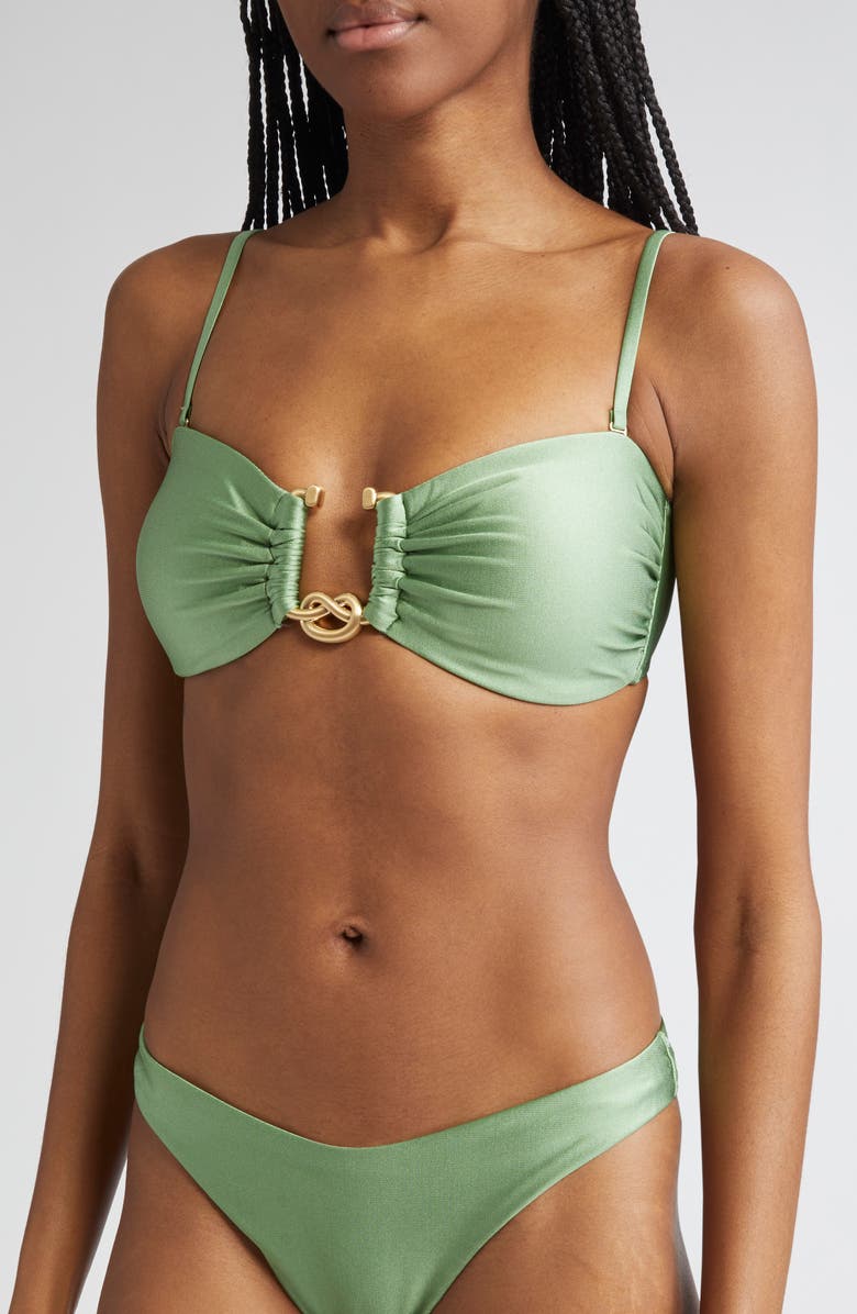 Zimmermann Rhiannon Knot Hardware Bandeau Two-Piece Swimsuit, Alternate, color, Sage