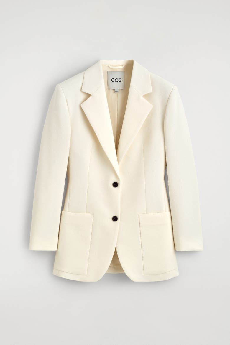 Single-breasted Bouclé Blazer, Alternate, color, WHITE