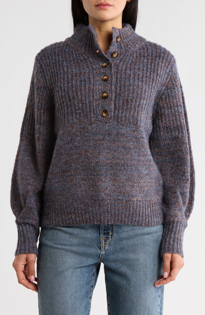 FRNCH Naja Half Button Sweater, Main, color, Violet