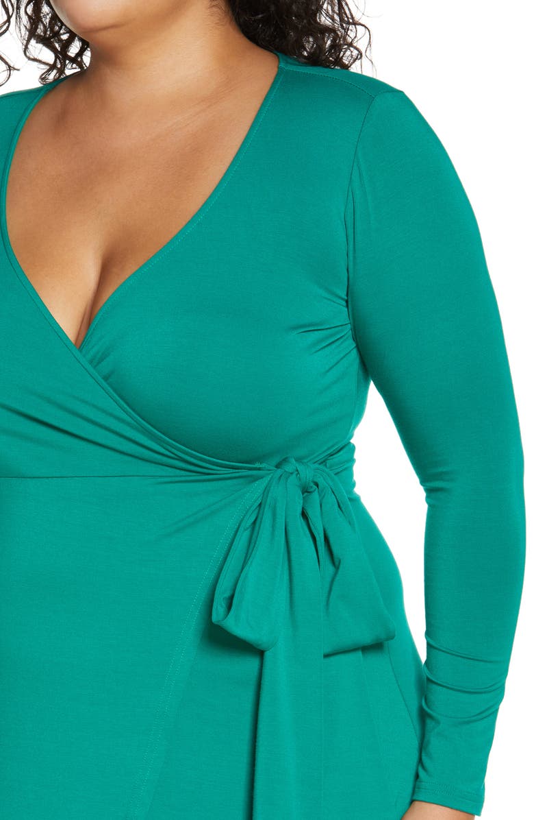 11 Honoré Luna Long Sleeve Jersey Wrap Dress, Alternate, color, 