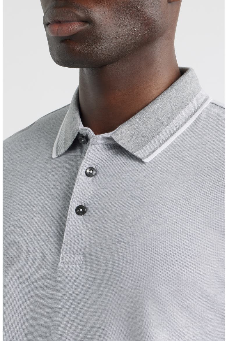 Pittman Long Sleeve Cotton Piqué Polo, Alternate, color, SILVER