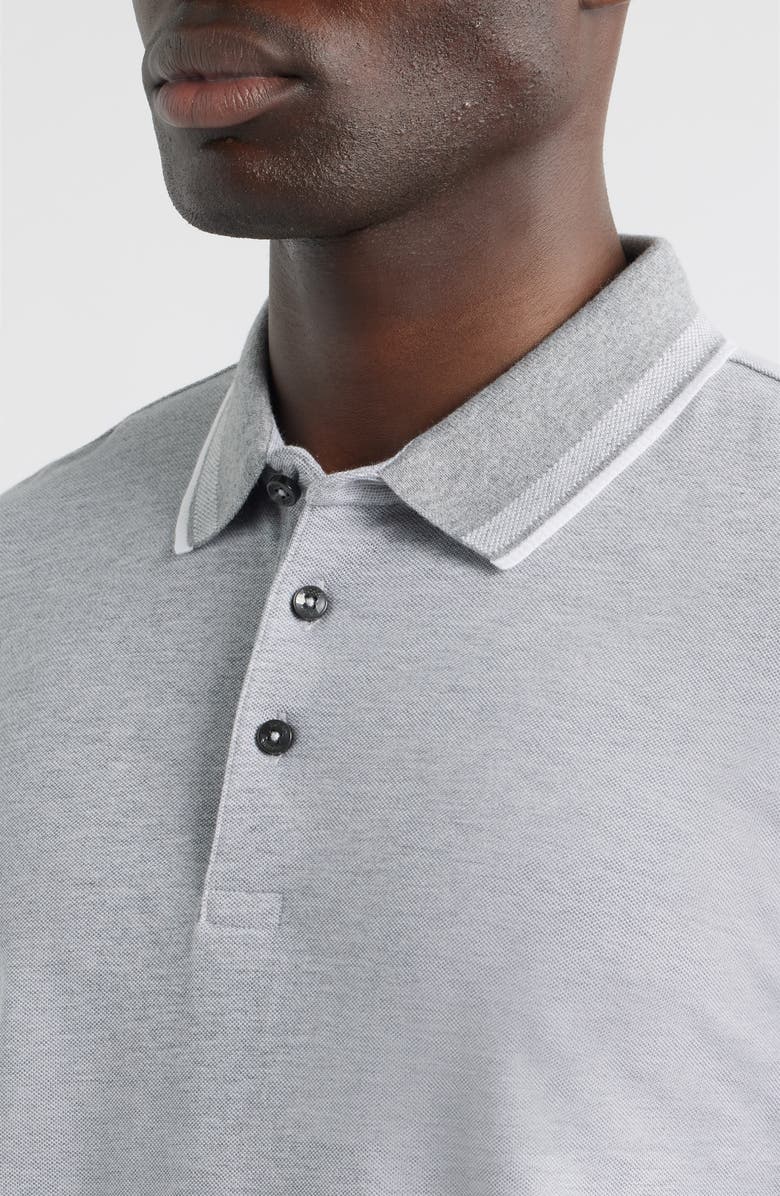 BOSS Pittman Long Sleeve Cotton Piqué Polo, Alternate, color, Silver