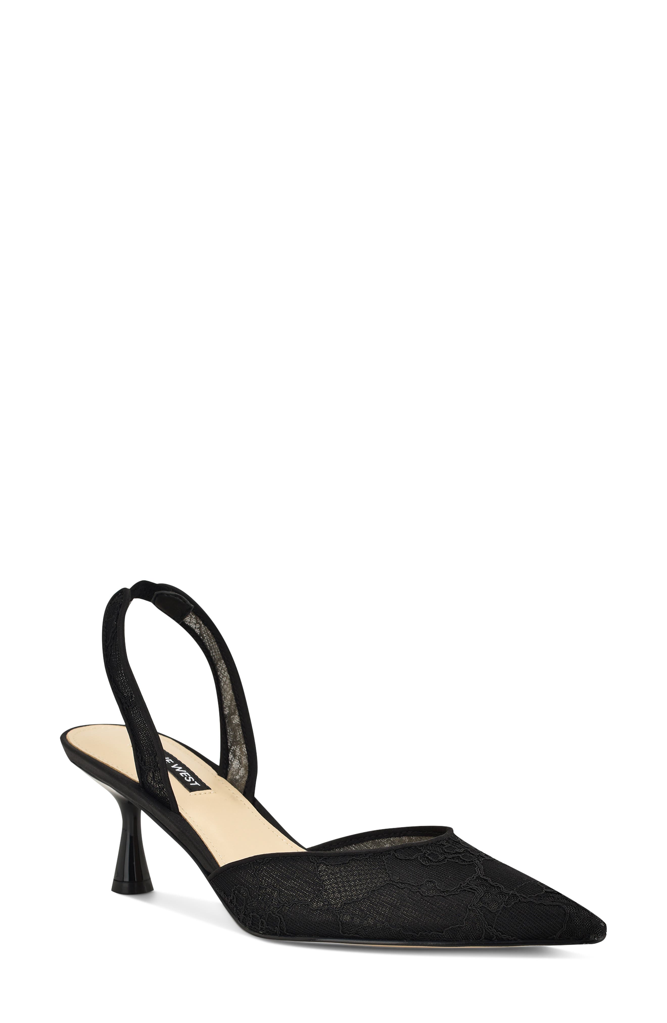 Nine West Rizze Slingback Pointed Toe Kitten Heel Pump, Main, color, 