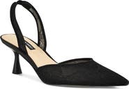 Nine West Rizze Slingback Pointed Toe Kitten Heel Pump