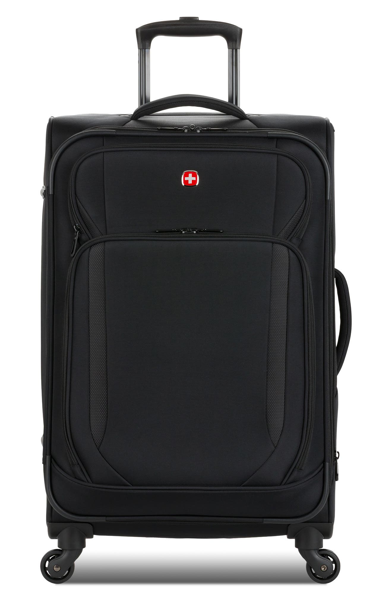 SWISSGEAR 24-Inch Softside Spinner Luggage, Main, color, Black