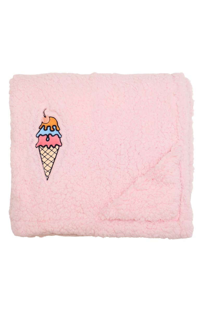mimish Ice Cream Reversible Fleece Baby Blanket, Main, color, Ballet Pink