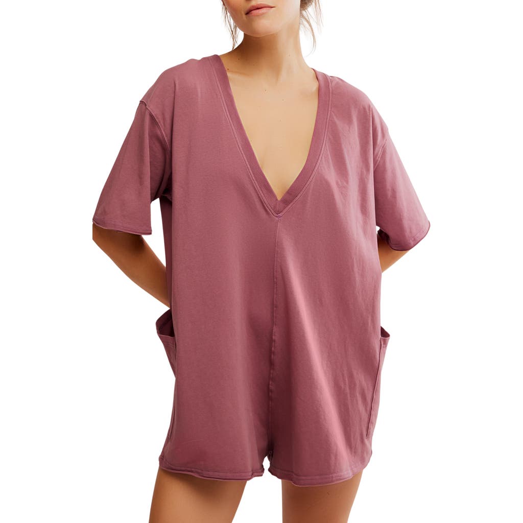 Free People Hot Shot Tee Romper In Clove