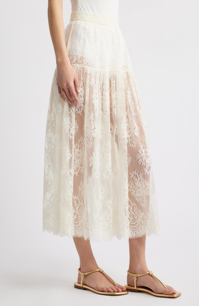 DÔEN Sebastiane Tiered Lace Skirt, Alternate, color, Sea Salt