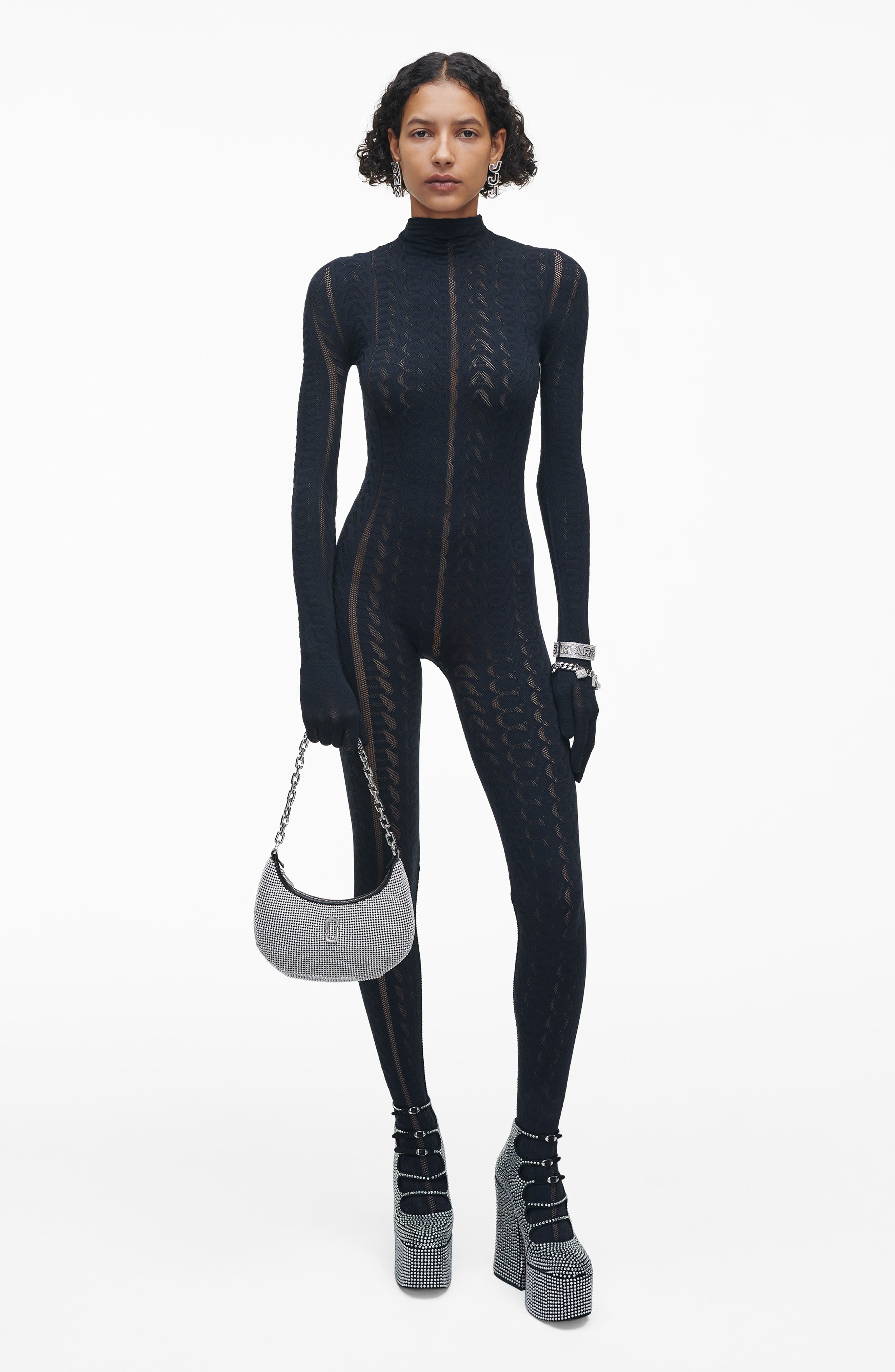 Marc Jacobs The Rhinestone Small Curve Bag, Alternate, color, 