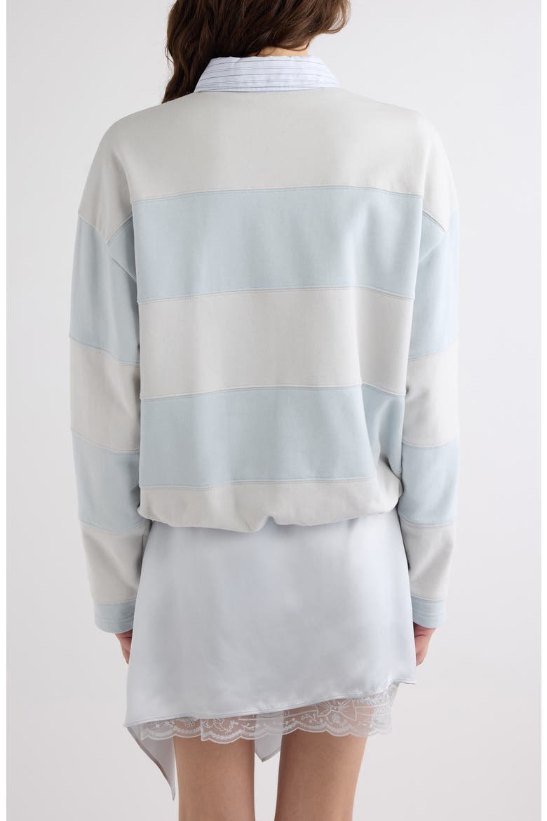 Stripe Polo Sweatshirt, Alternate, color, LIGHT BLUE/ GREY