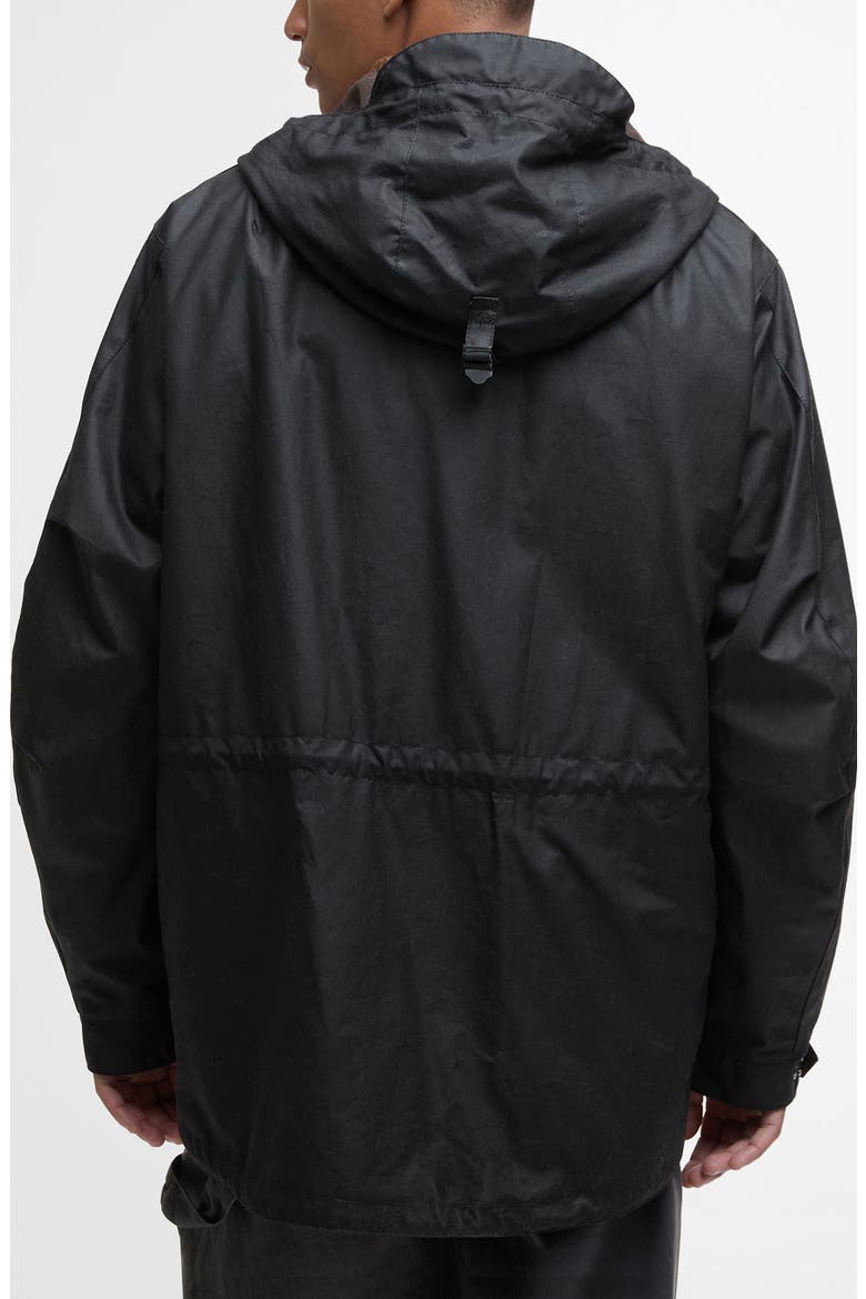 Tide Hooded Waxed Cotton Jacket, Alternate, color, BLACK