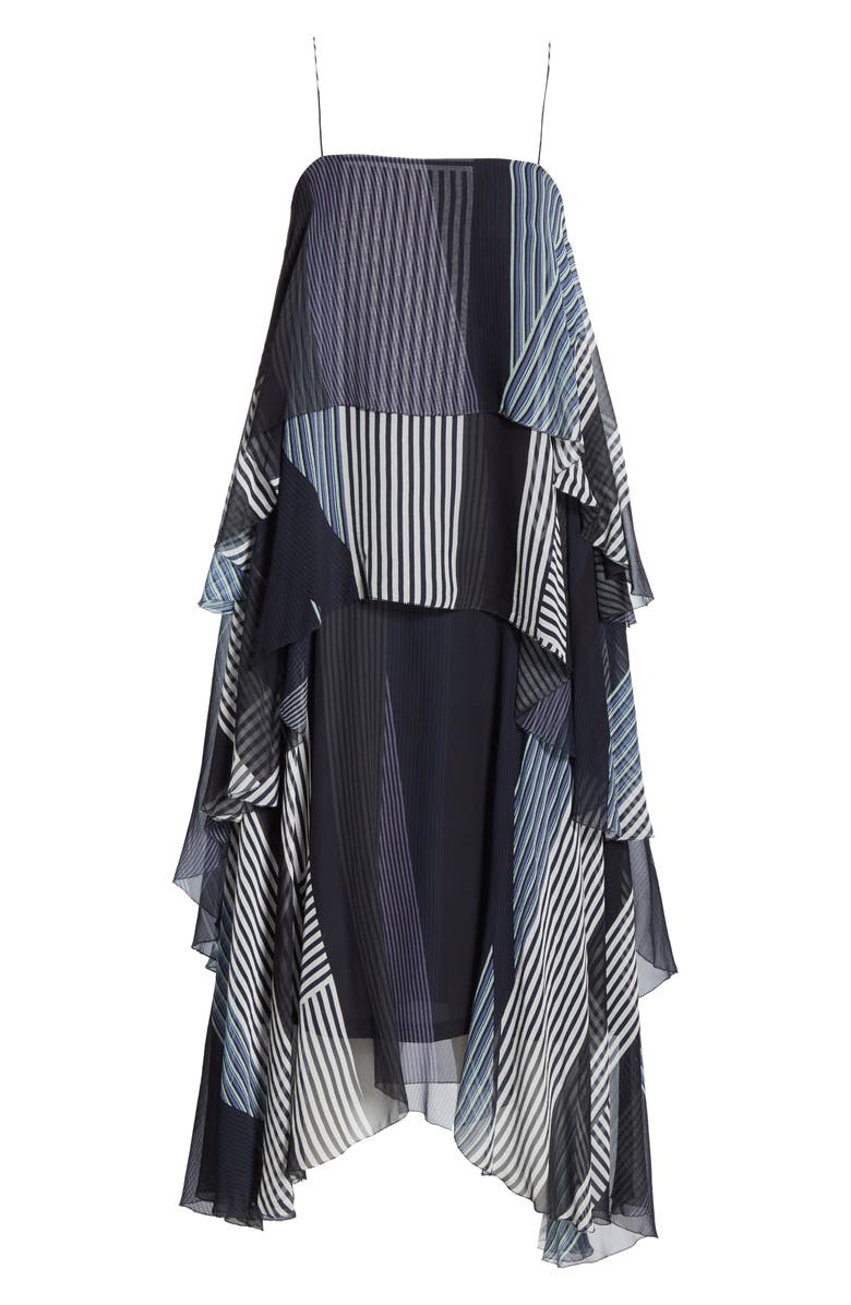 JASON WU GREY Jason Wu Collage Stripe Silk Tiered Dress, Alternate, color,