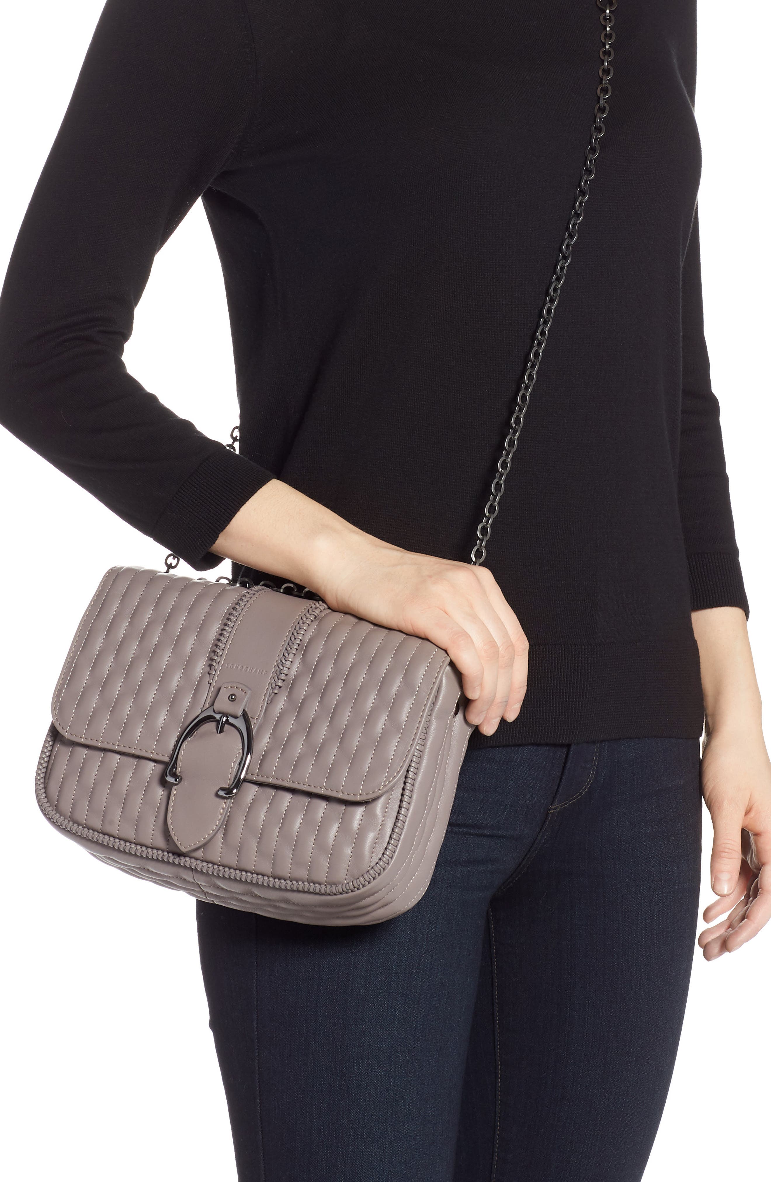 Small Leather Crossbody Bag, Alternate, color, GREY