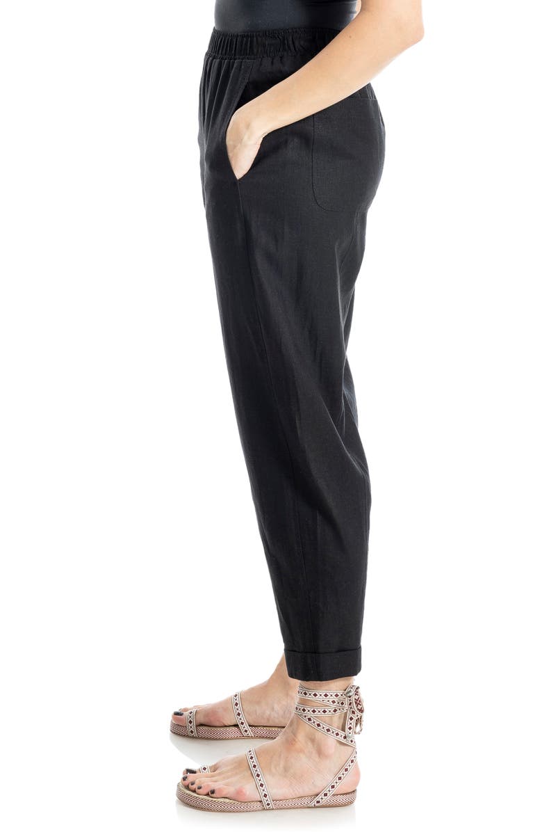 MAX STUDIO Cuffed Crop Linen Blend Barrel Leg Pants, Alternate, color, Blck5545-Black-55L/ 45R