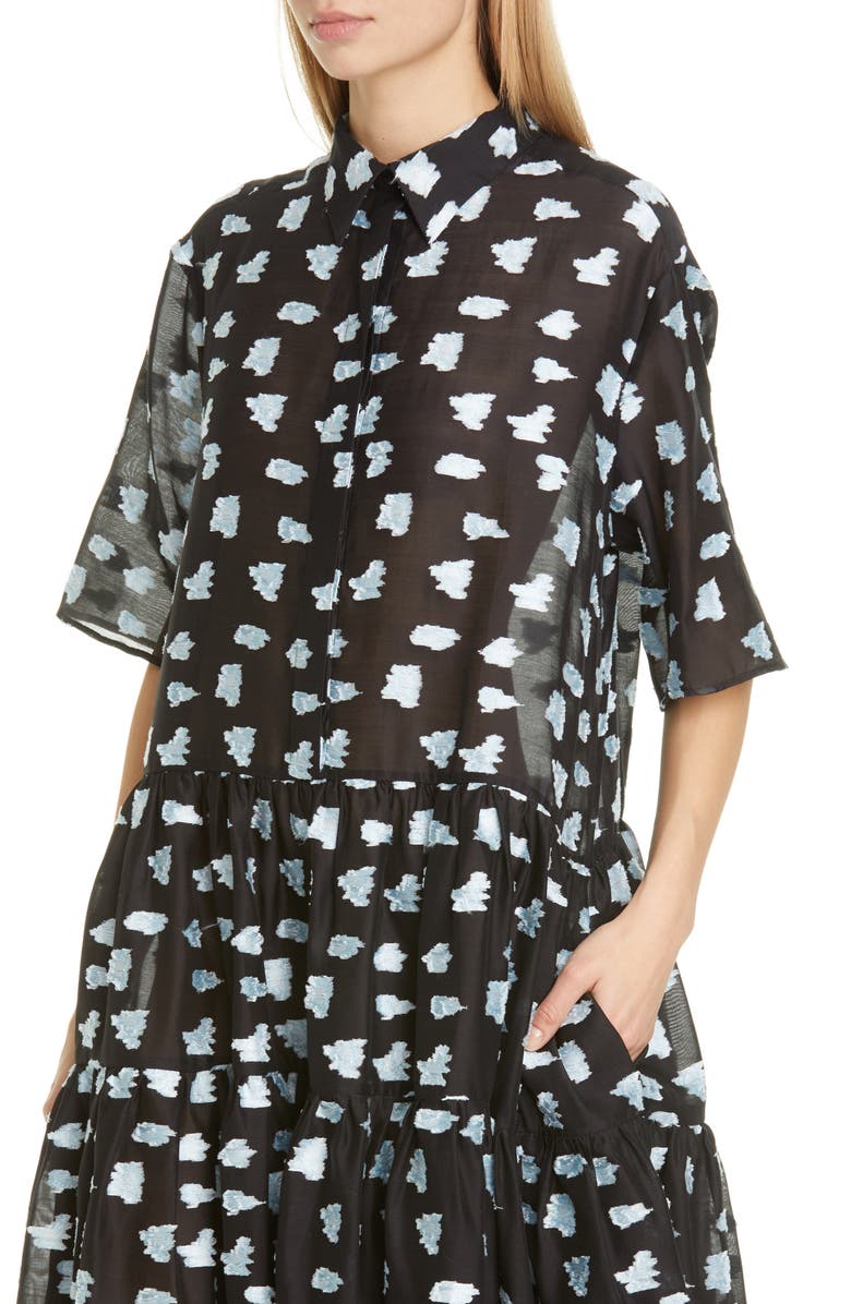 Cecilie Bahnsen Rose Fil Coupé Midi Shirtdress, Alternate, color, 