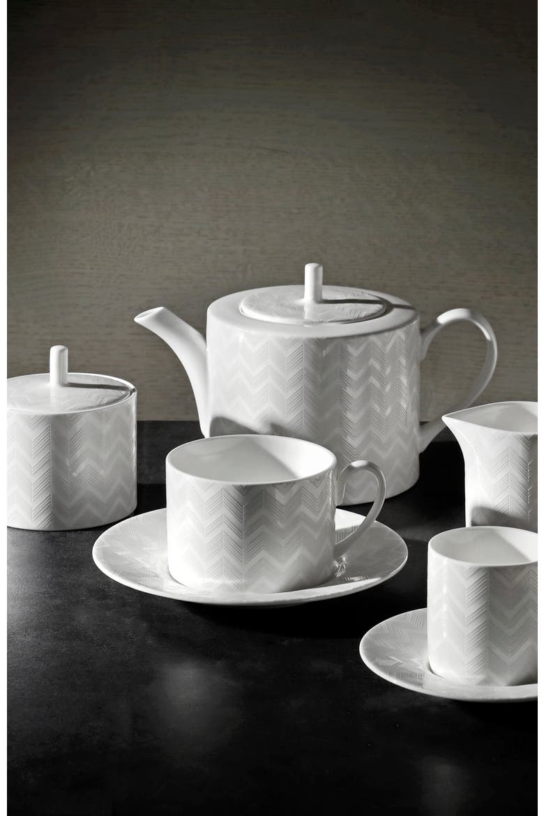 Tea Pot or Coffee Pot ZIG ZAG  White diam. 4.75", H 4.5", Alternate, color, White