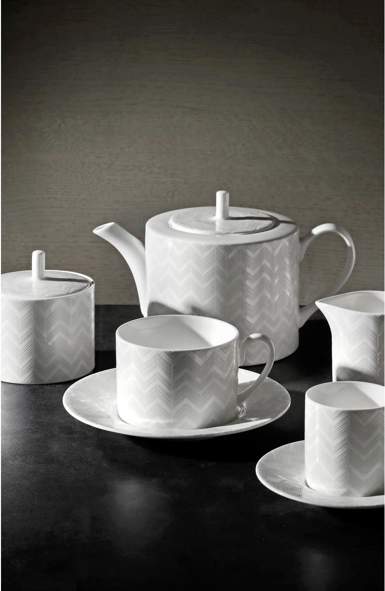 Missoni Home Tableware Tea Pot or Coffee Pot ZIG ZAG White diam. 4.75", H 4.5", Alternate, color, White