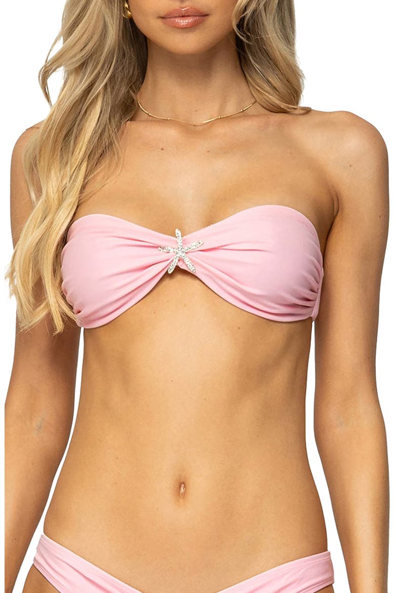 Starfish Bandeau Bikini Top, Main, color, PINK