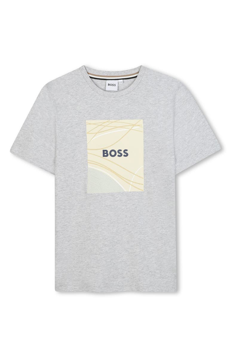 BOSS Kidswear Kids' Cotton Graphic T-Shirt, Main, color, Chine Grey