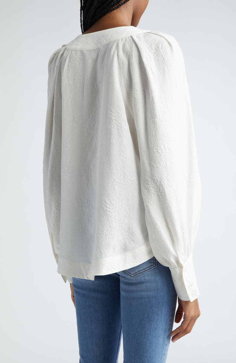 Veronica Beard Osler Puff Shoulder Silk Top, Alternate, color, Off White
