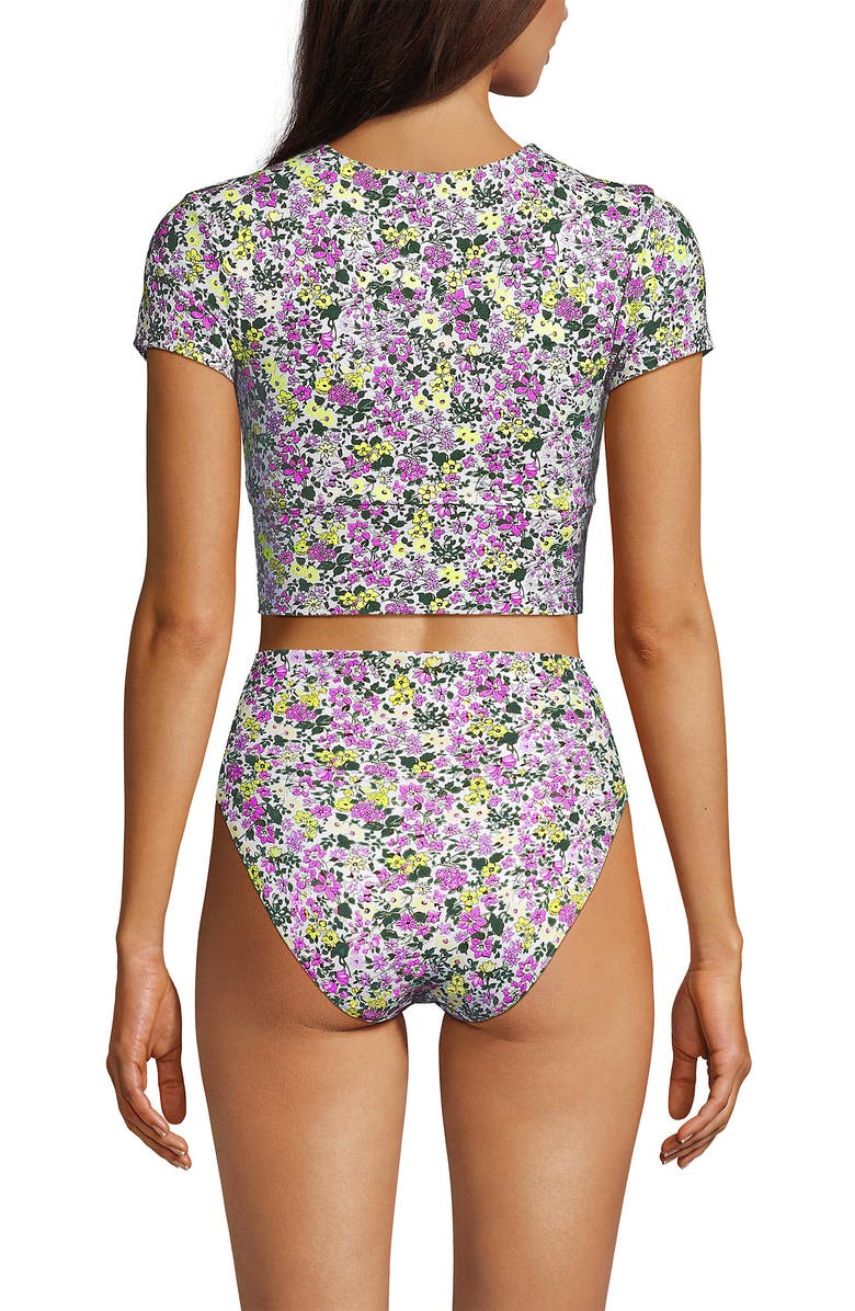 Lands
 End D-Cup Tugless Cap Sleeve Tankini Top, Alternate, color, White Multi Ditsy Floral