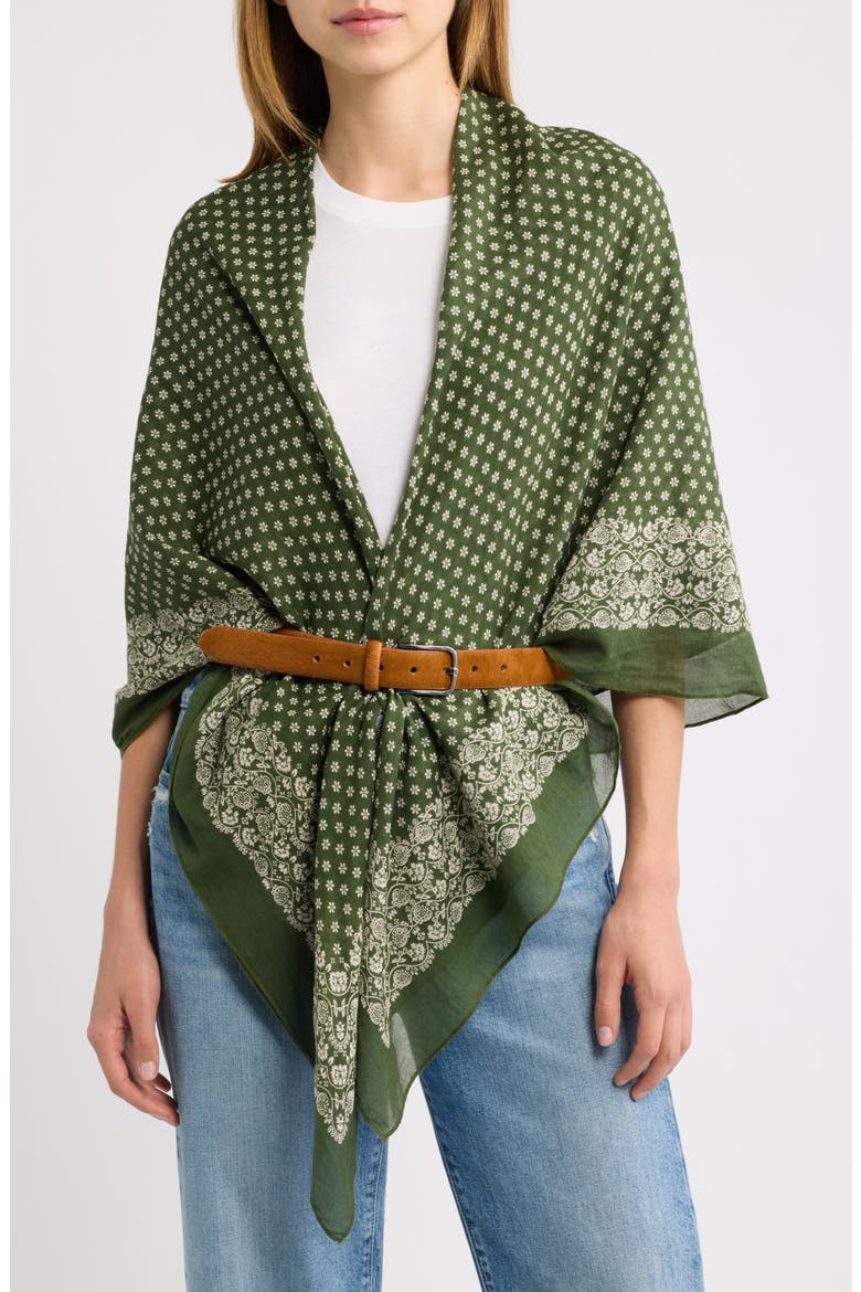 The Big Cotton Bandana Scarf, Main, color, ARMY