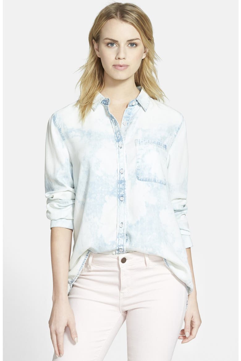 Treasure&Bond Drapey Split Back Shirt, Main, color, RIVER TIE BLEACH