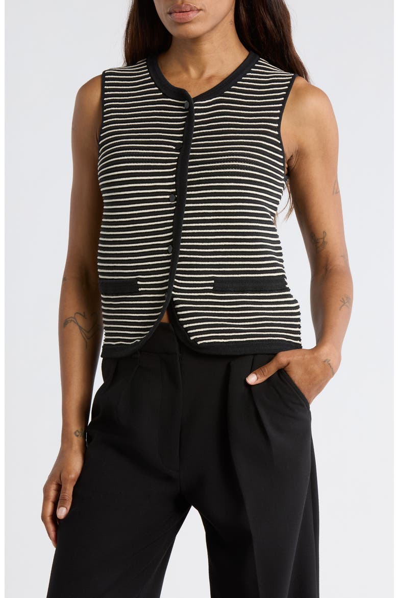 Vivi Stripe Cotton Blend Sweater Vest, Main, color, BLACK MULTI