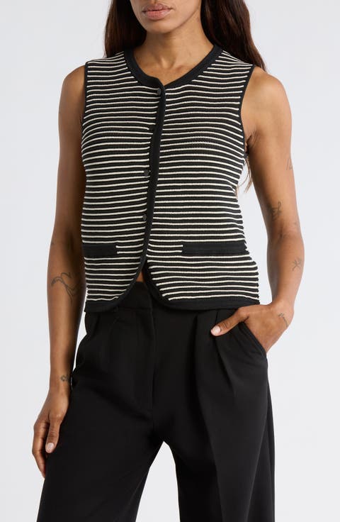 Vivi Stripe Cotton Blend Sweater Vest