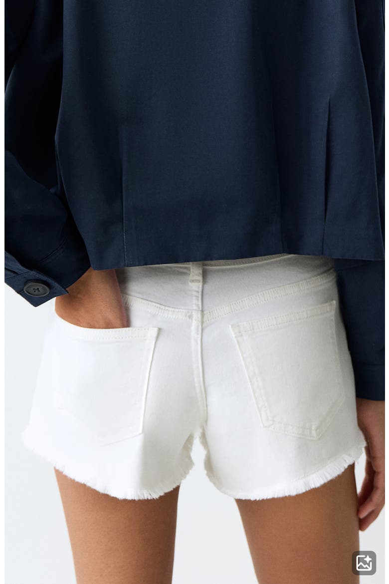 Embroidered Eyelet Detail Stretch Denim Shorts, Alternate, color, WHITE