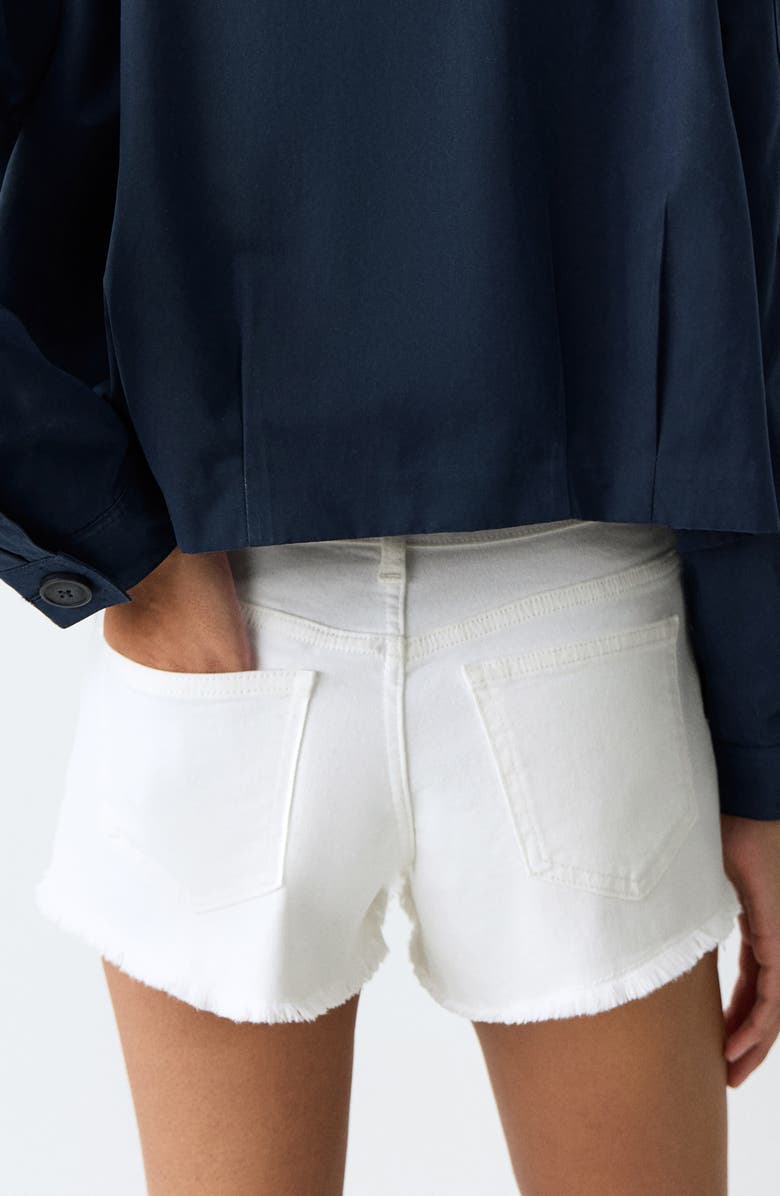 MANGO TEEN Embroidered Eyelet Detail Stretch Denim Shorts, Alternate, color, 