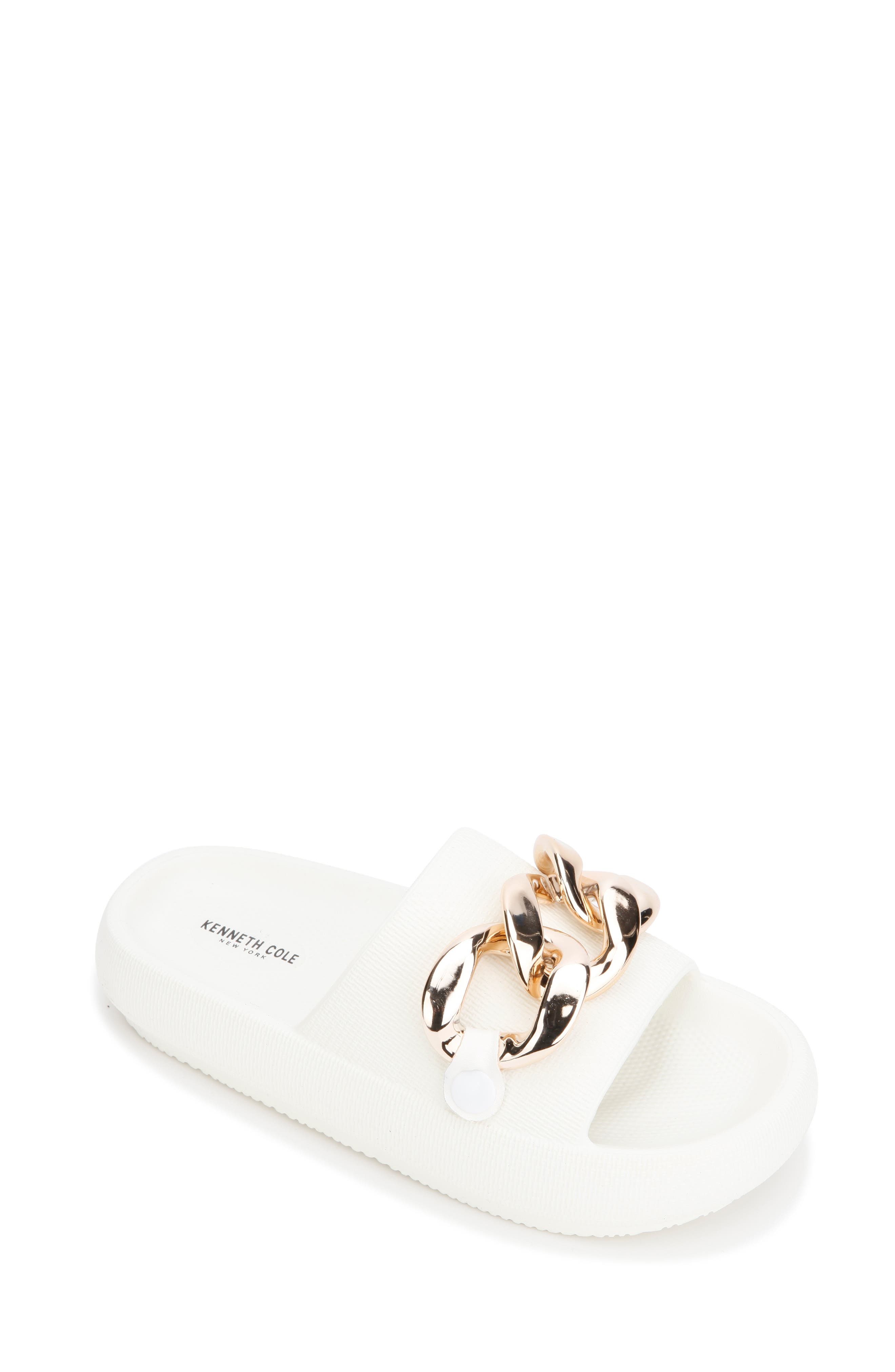 Mello Chain Slide Sandal, Main, color, WHITE