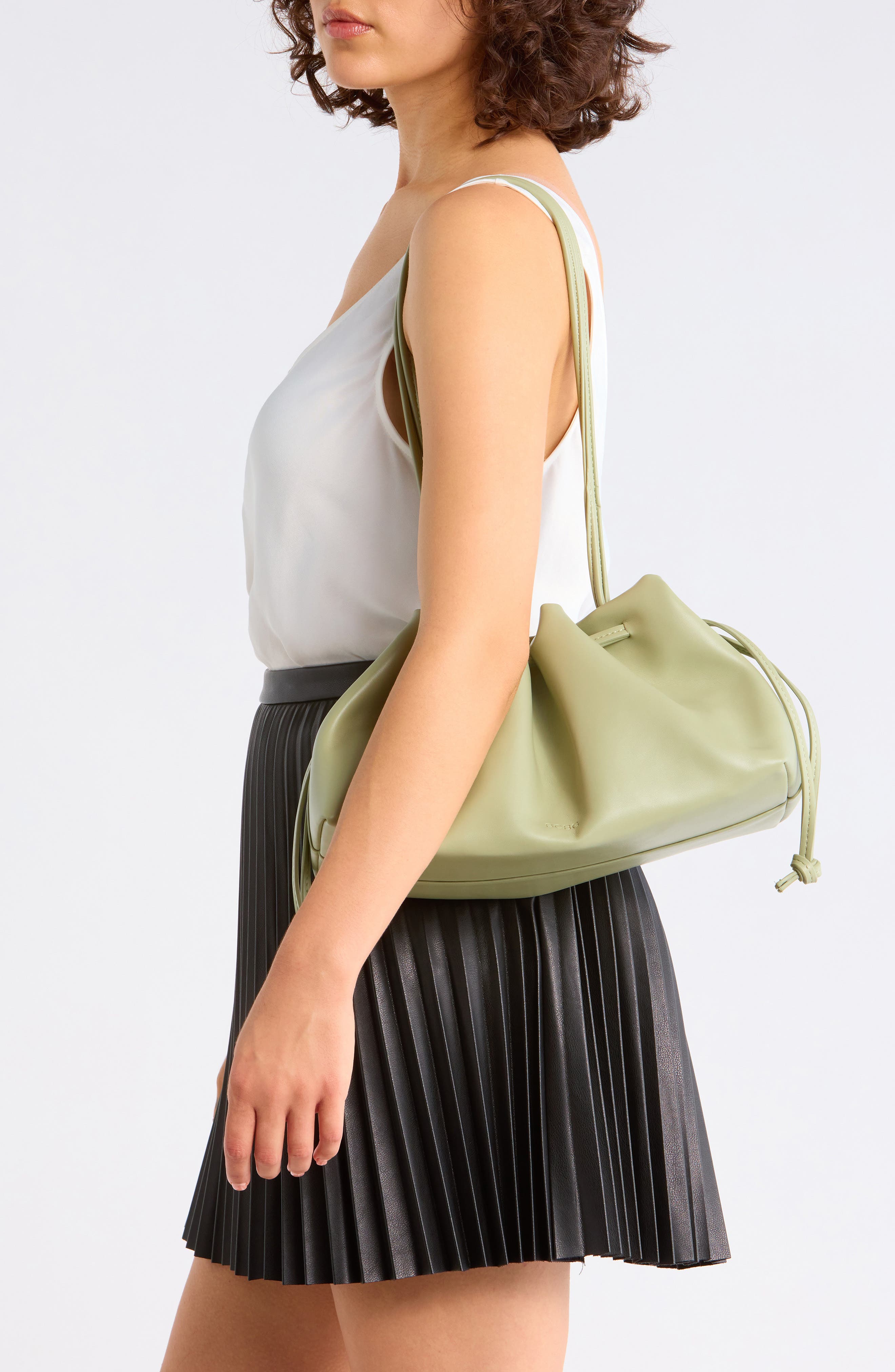 Faux Leather Shoulder Bag, Alternate, color, SAGE