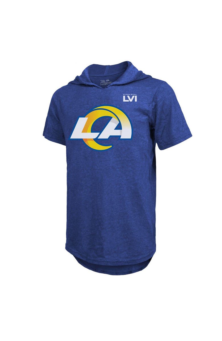 Majestic Threads Men's Majestic Threads Matthew Stafford Royal Los Angeles Rams Super Bowl LVI Name & Number Short Sleeve Hoodie T-Shirt, Alternate, color,