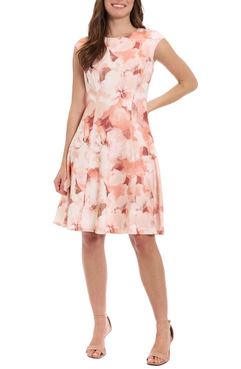 Floral Cap Sleeve Fit & Flare Dress
