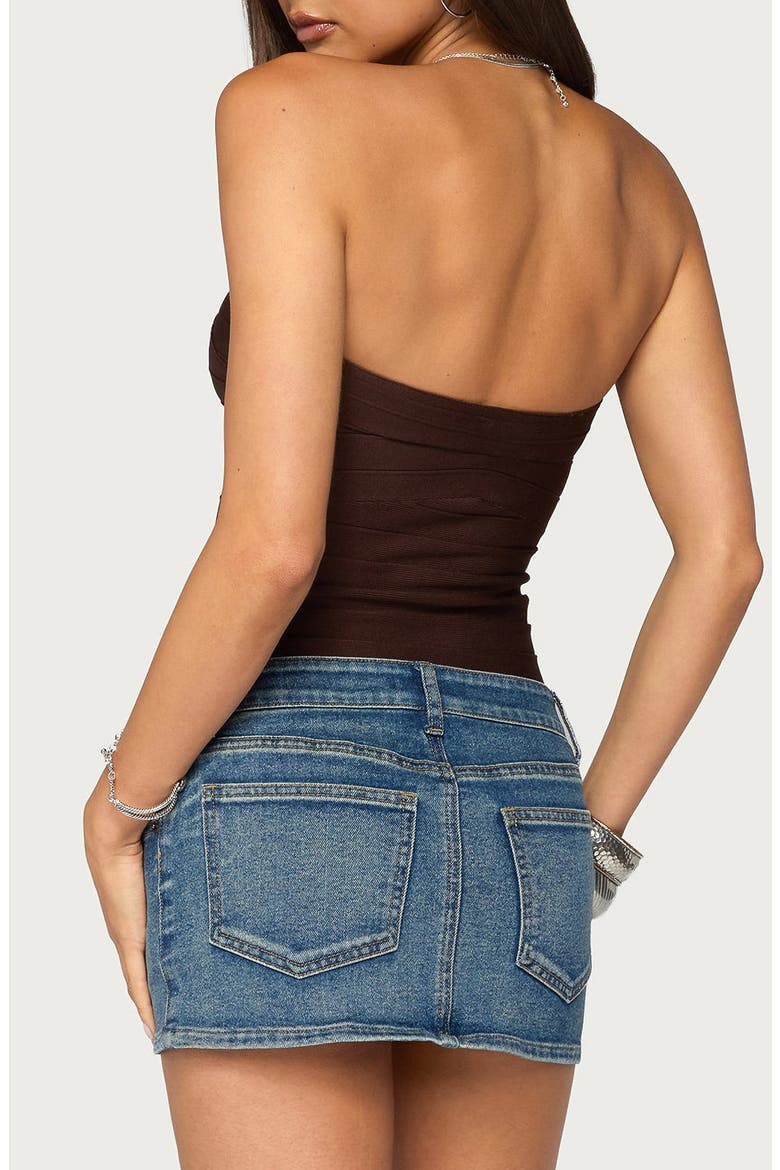 Marzi Strapless Knit Bandage Top, Alternate, color, BROWN