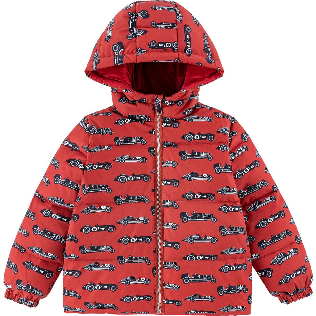 Calonie Kids' Alex Reversible Down Hooded Puffer Jacket In Red
