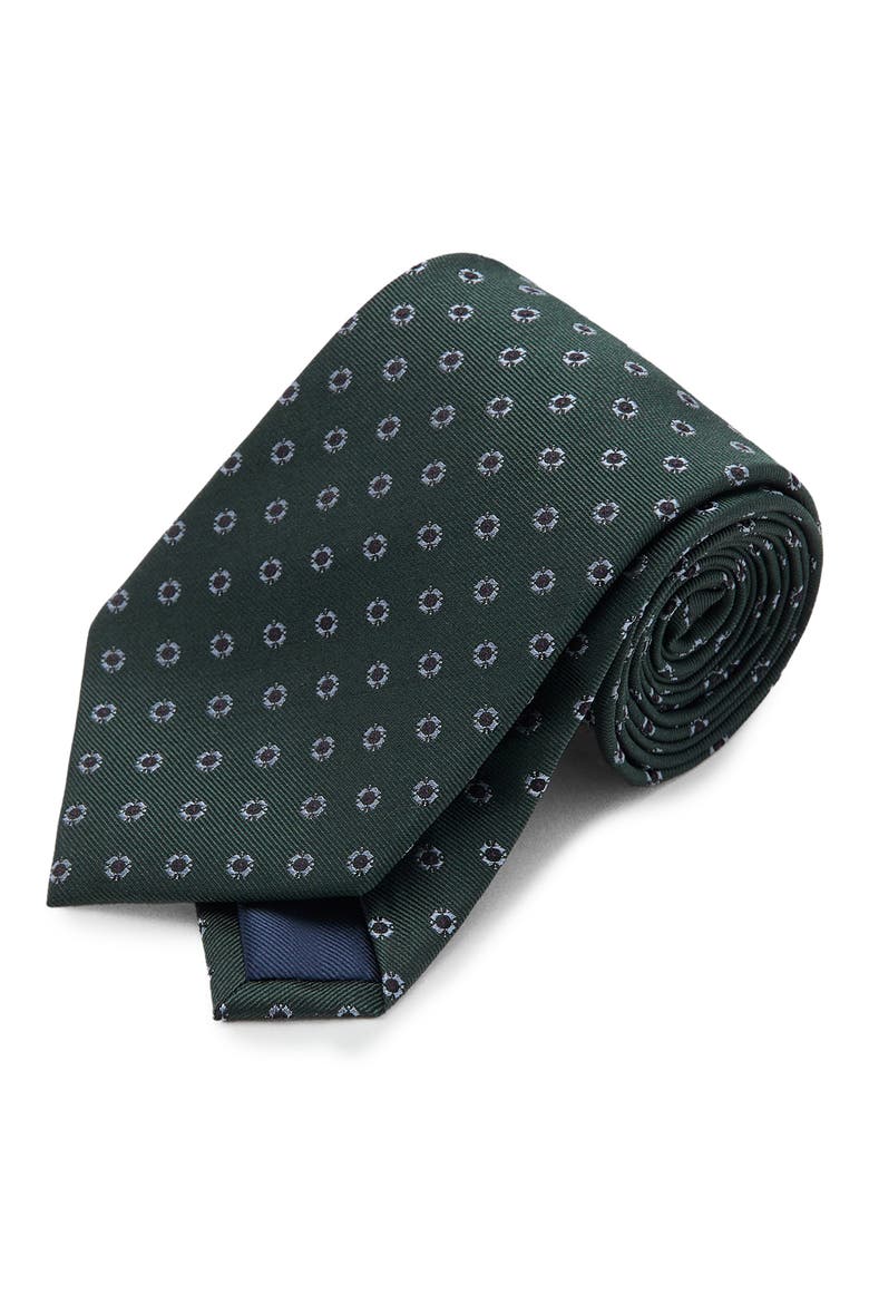 Medallion Silk Blend Tie, Alternate, color, KHAKI GREEN