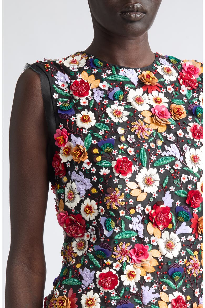 Floral Appliqu Silk Top, Alternate, color, BLACK MULTI