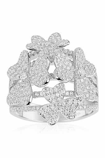 SUZY LEVIAN Sterling Silver CZ Multi Flower Ring
