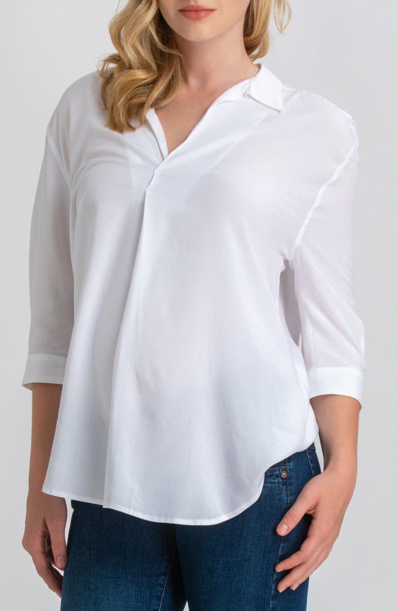 PIETRO BRUNELLI MATERNITY Long Sleeve Johnny Collar Shirt, Alternate, color, White