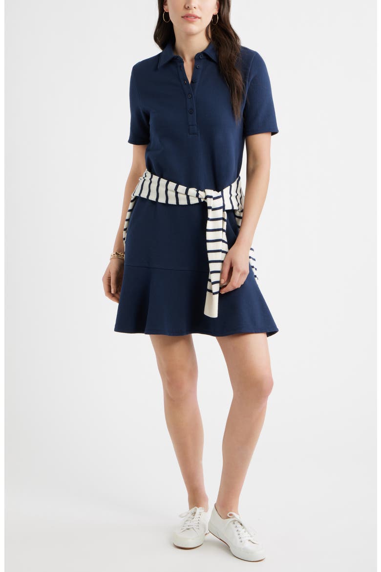 Henley Short Sleeve Polo Dress, Alternate, color, NAVY STILL